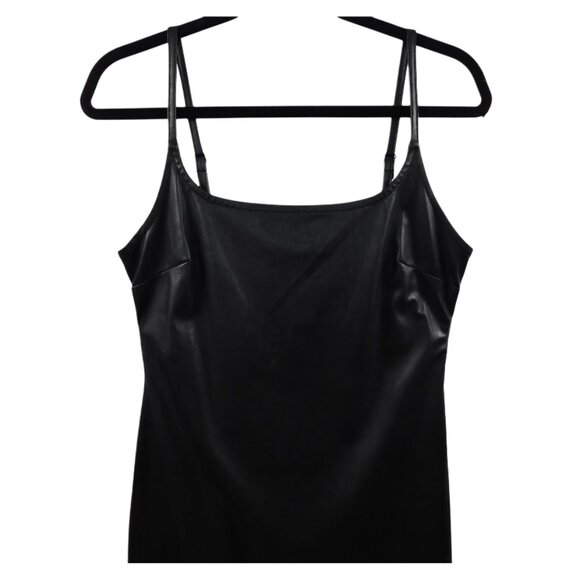 Wild Fable Faux Leather Black Midi Dress – Size M – Adjustable Straps, Side Zip - Picture 3 of 11